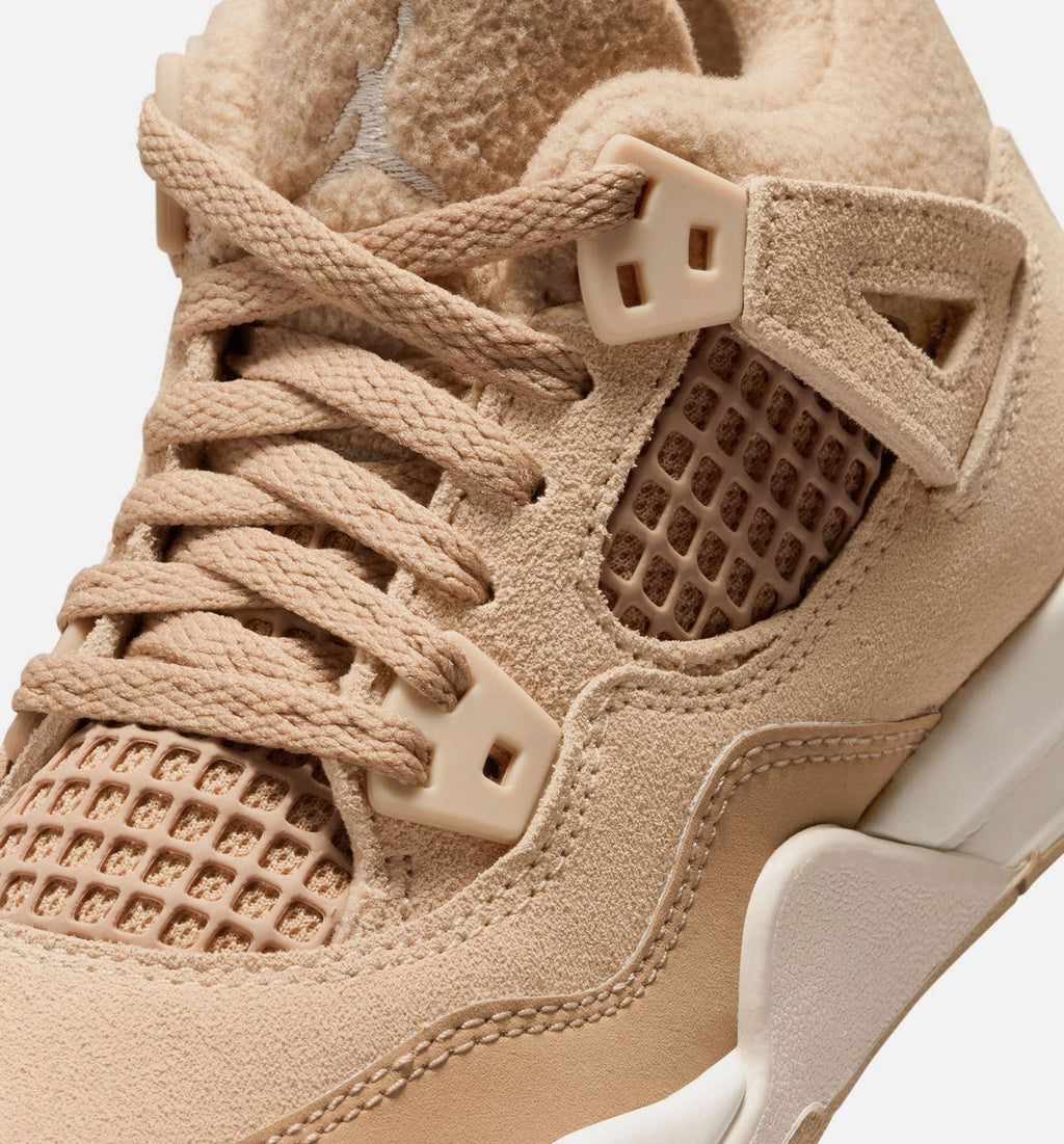 Air Jordan 4 Retro 舒适女孩学前款休闲鞋 - 麤貽色/淡橡木色