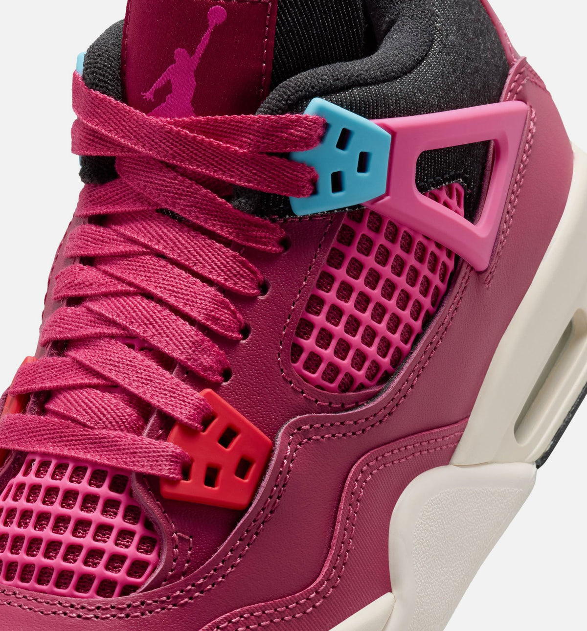 Air Jordan 4 Retro 她是明星大童款休闲鞋 - 甜菜根红/荷花粉/暗色非/粉笔