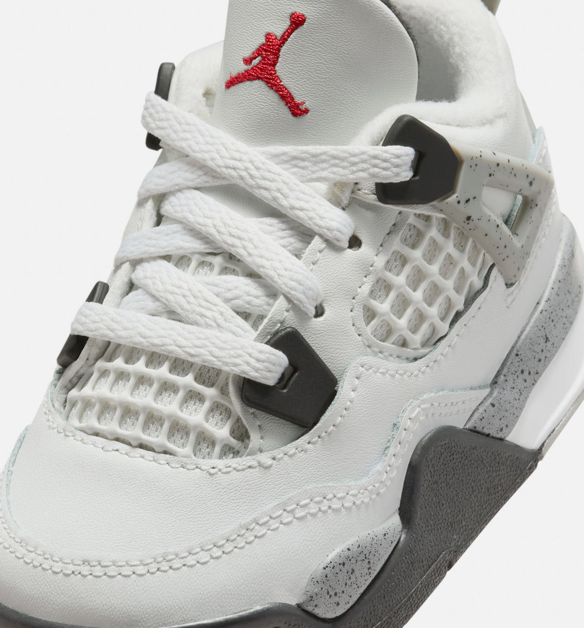 Air Jordan 4 Retro 白水泥婴幼儿款休闲鞋 - 峰川白/火红/水泥灰/黑