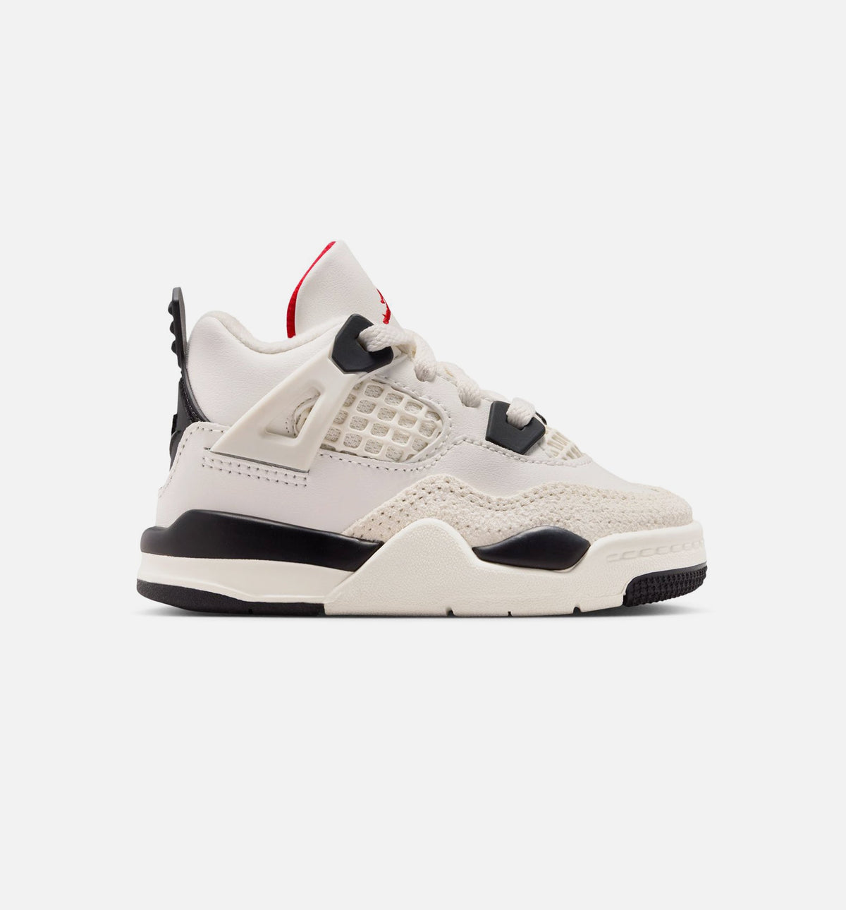 Air Jordan 4 Retro 飞行信件婴幼儿款休闲鞋 - 帆白/黑/大学红