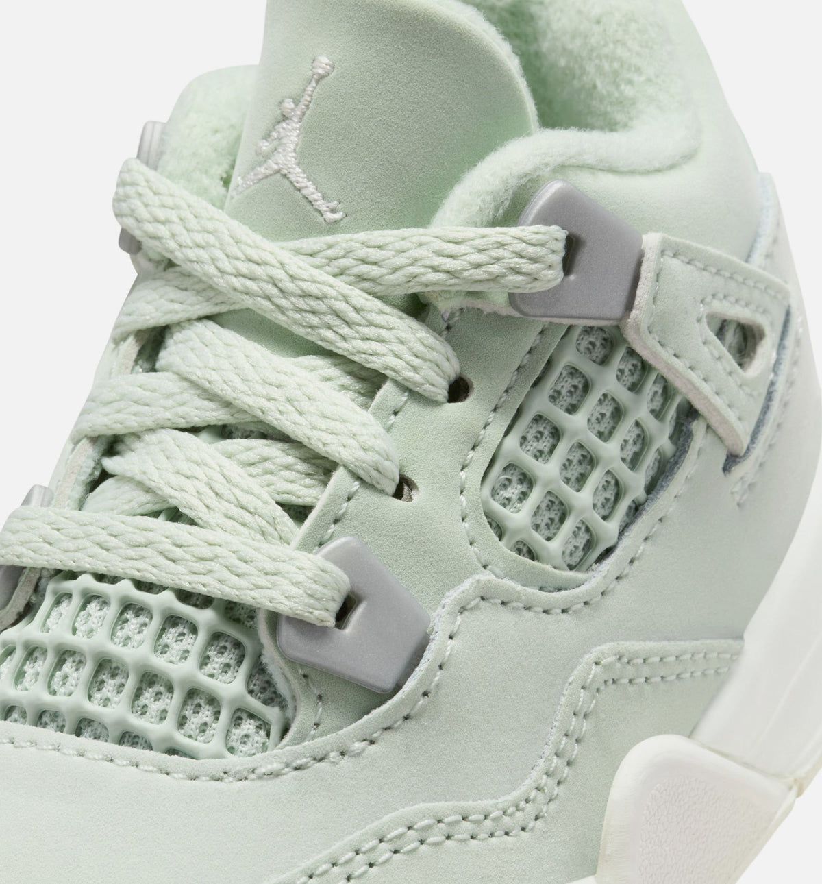 Air Jordan 4 Retro 丰盛婴幼儿款休闲鞋 - 海沼绿/帆白/金属銀