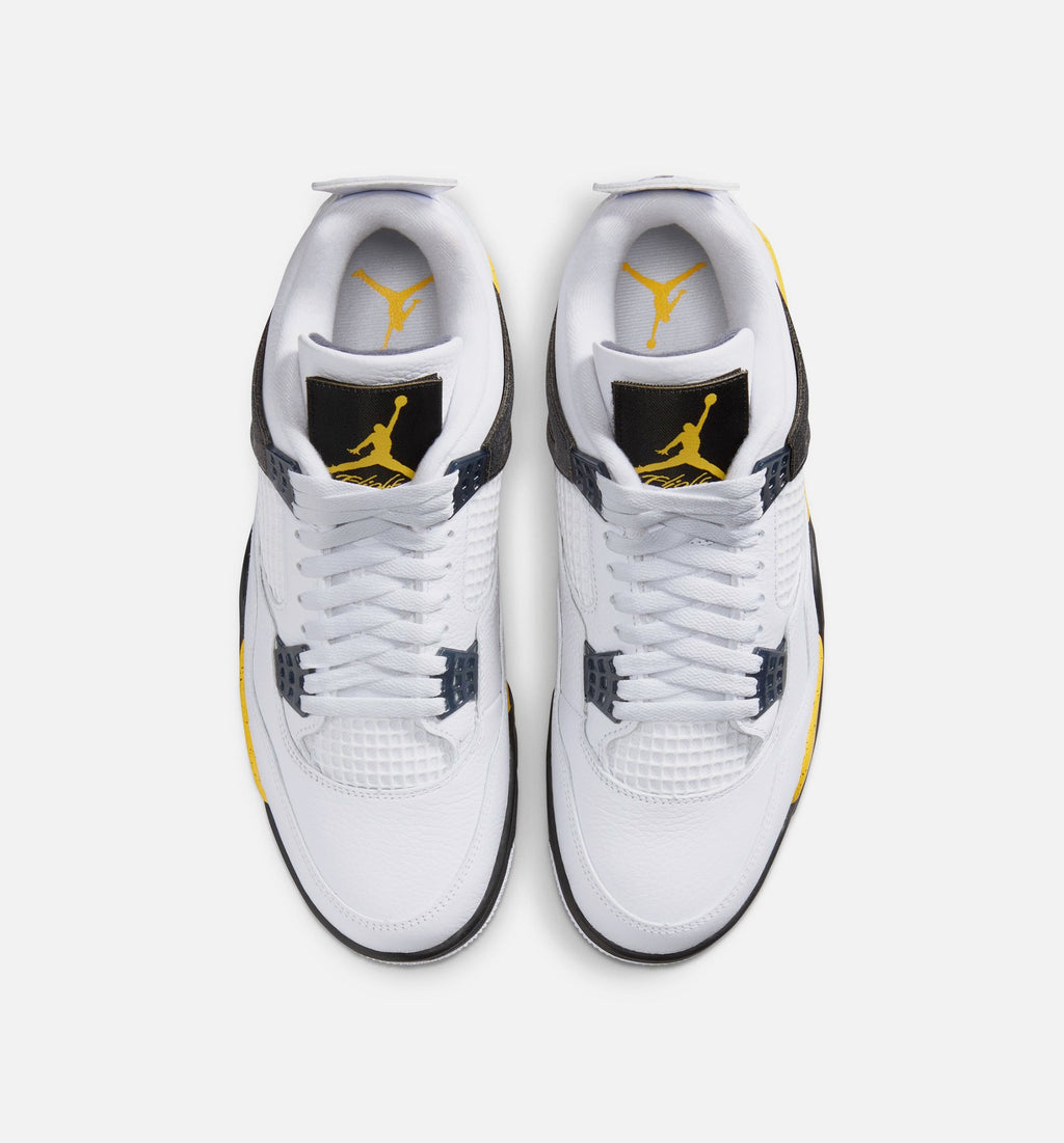 Air Jordan 4 Retro 稀有空气巡游黄男款休闲鞋 - 白/深蓝灰/黑/巡游黄