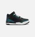 Air Jordan 3 Retro 黑色与超级翡翠学龄前款休闲鞋 - 黑/默红/超级翡翠/白