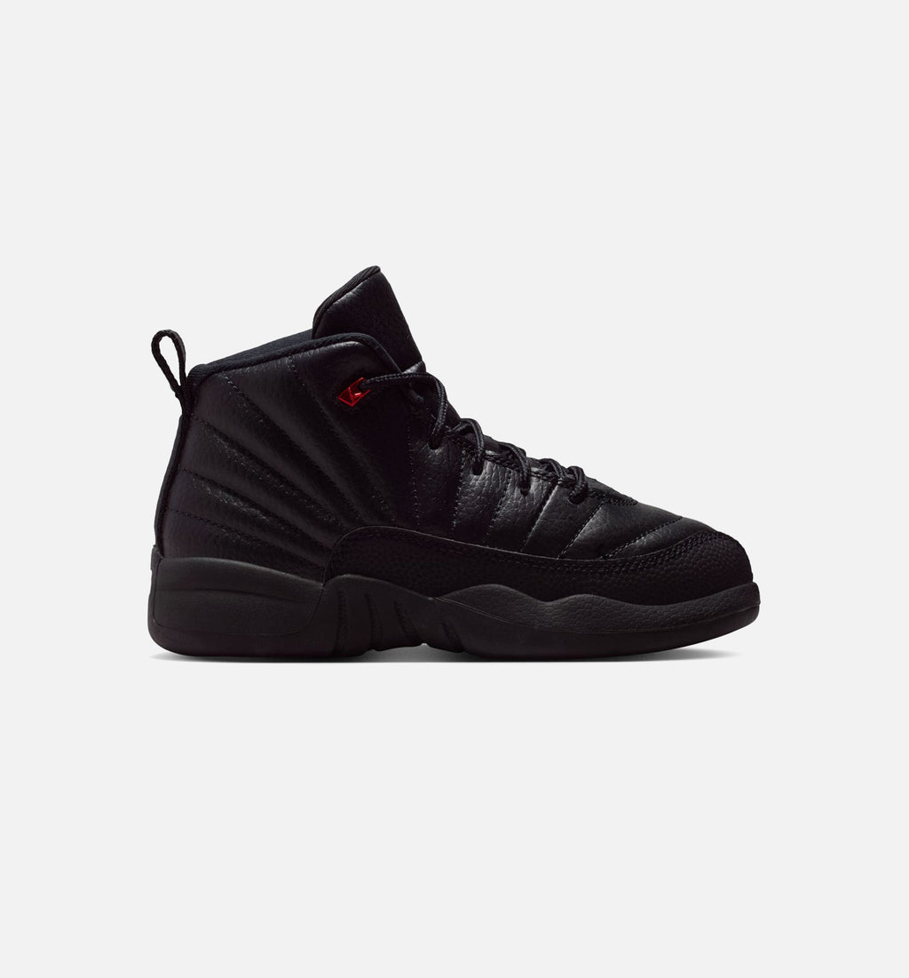 Air Jordan 12 Retro Bloodline 学龄前款休闲鞋 - 黑/学院红