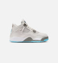 Air Jordan 4 Retro 冰蓝学前款休闲鞋 - 光子灰/冰蓝/平坦钞/白/蓝色山谷