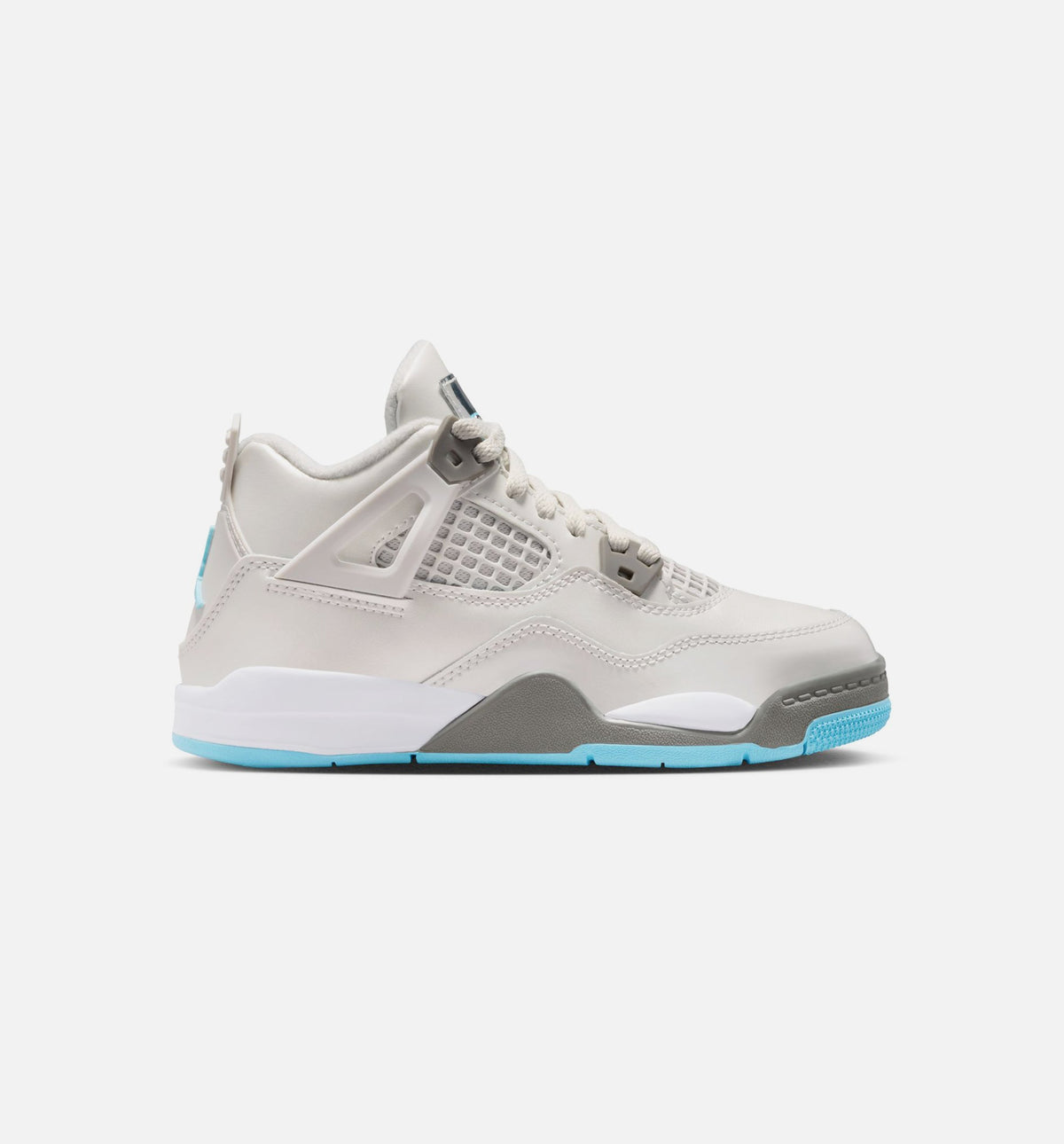 Air Jordan 4 Retro 冰蓝学前款休闲鞋 - 光子灰/冰蓝/平坦钞/白/蓝色山谷