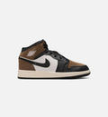 Air Jordan 1 Mid 大童款休闲鞋 - 黑/幻影/塔山马色/大学红