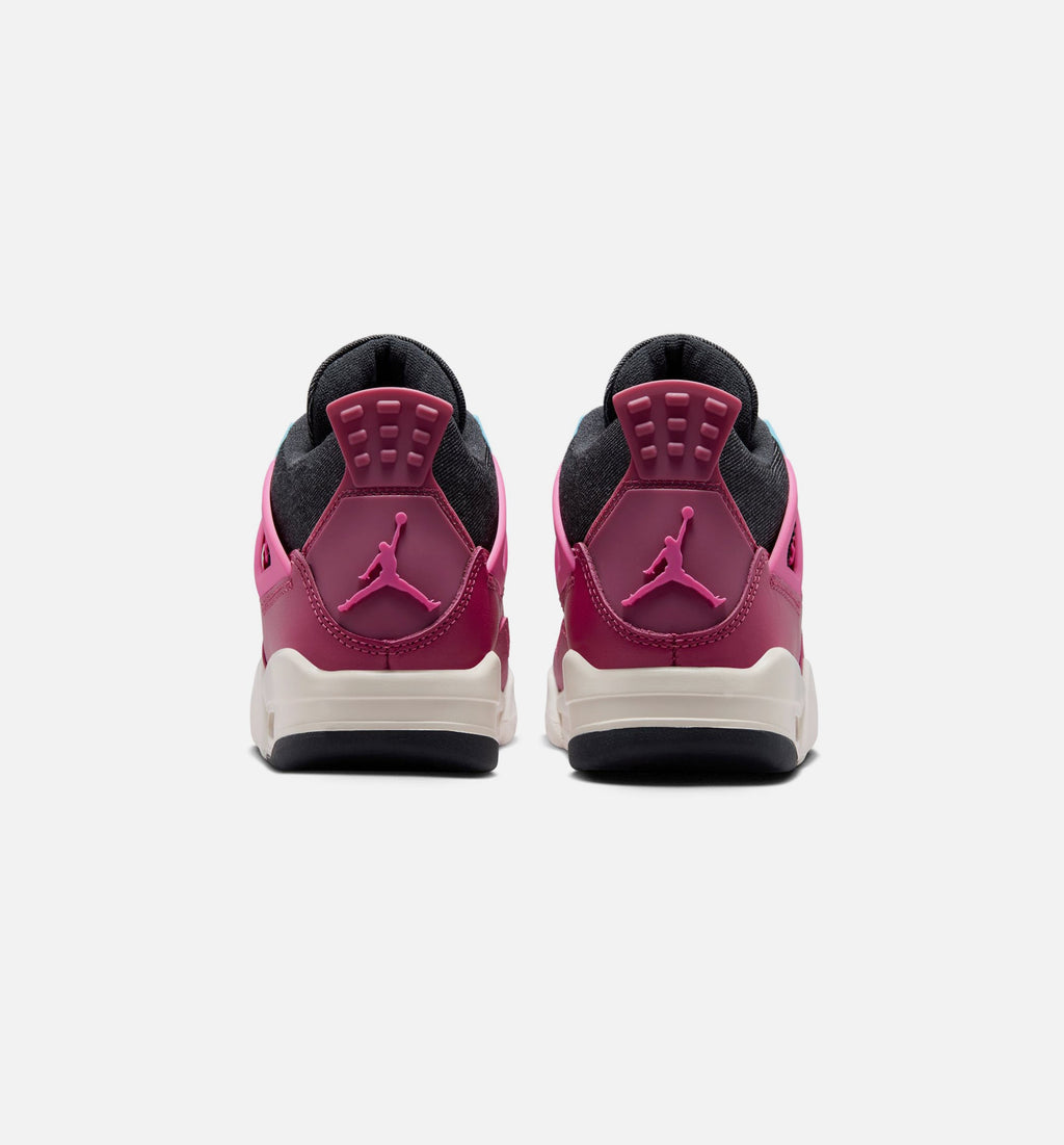Air Jordan 4 Retro 她是明星大童款休闲鞋 - 甜菜根红/荷花粉/暗色非/粉笔