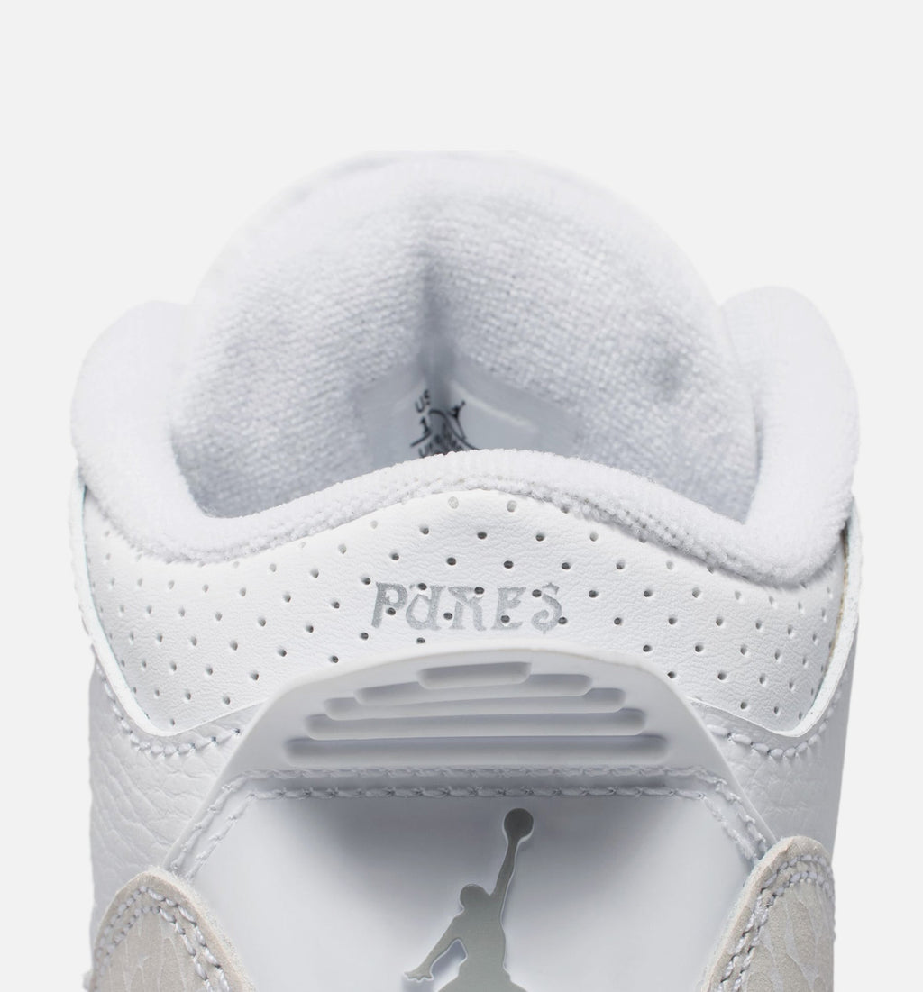 Air Jordan 3 Retro 白色金属銀学前款休闲鞋 - 白/金属銀