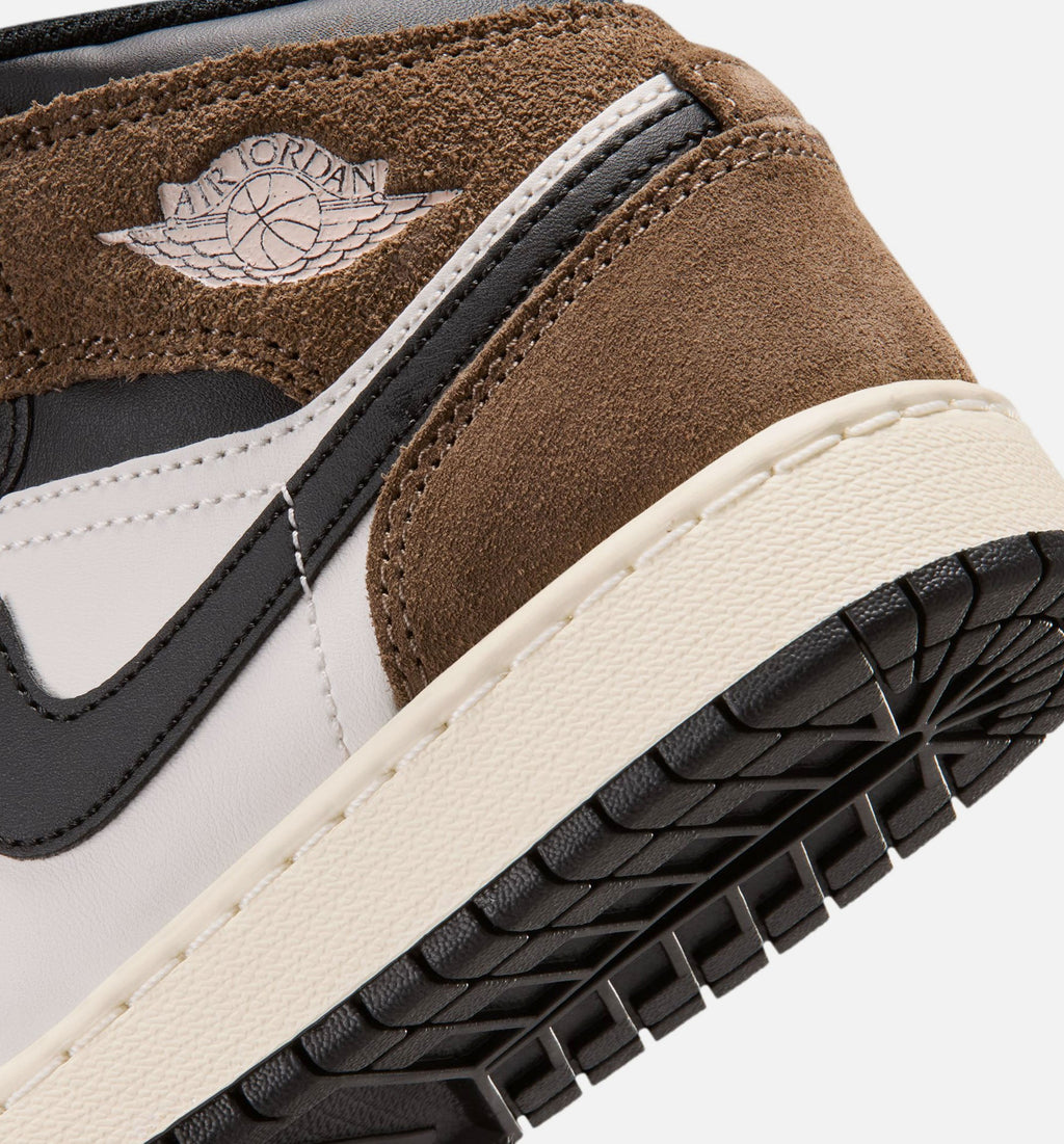 Air Jordan 1 Mid 大童款休闲鞋 - 黑/幻影/塔山马色/大学红