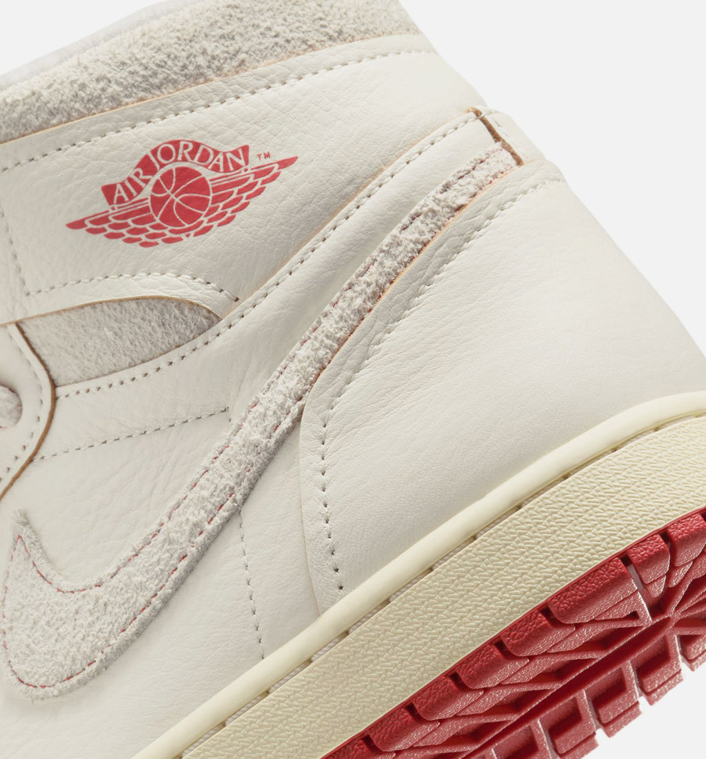 Air Jordan 1 High OG Rare Air 肉桂红女款休闲鞋 - 帆布白/肉桂红/淡骨白