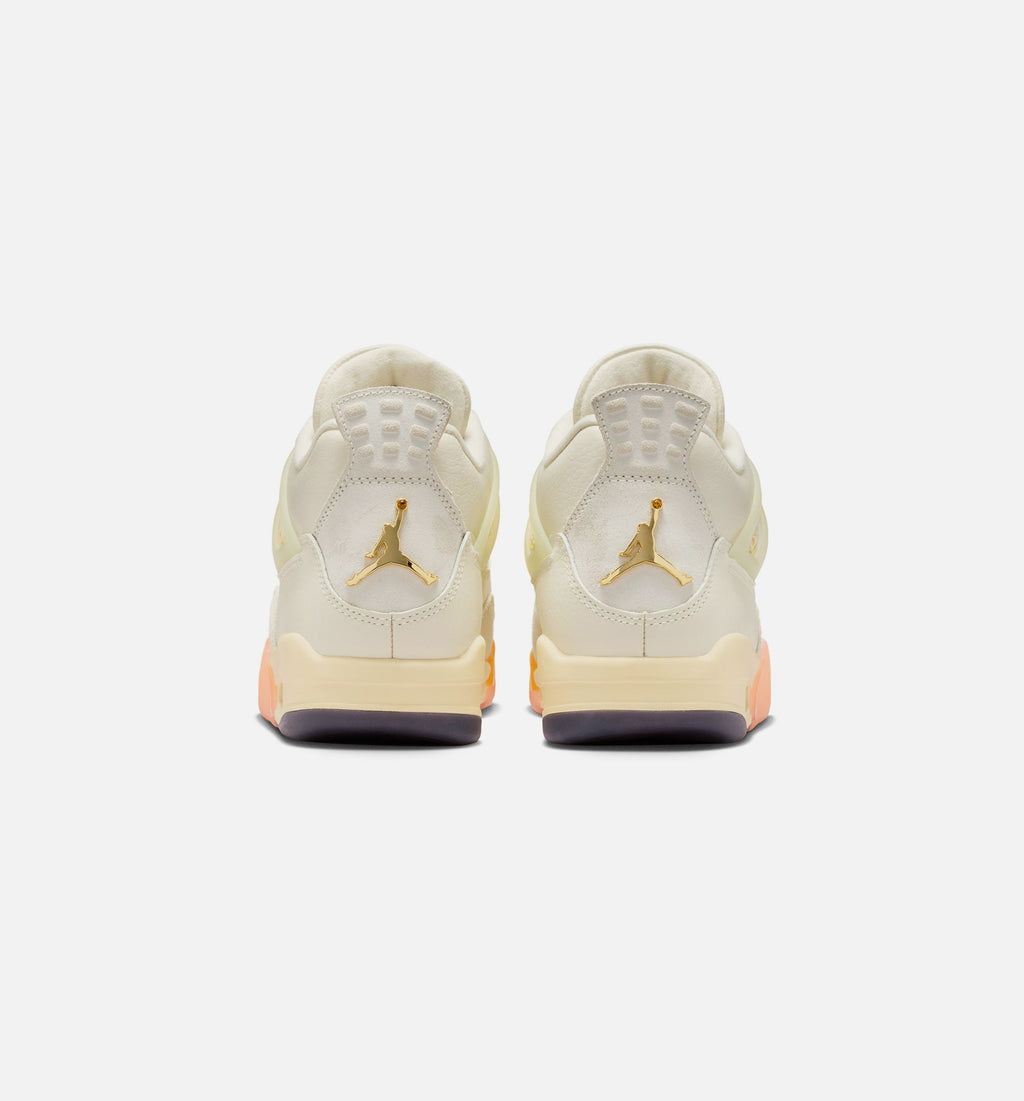 Air Jordan 4 Retro 天堂鸟女款休闲鞋 - 椰子奶/金属金/欲纱/亮芒果/日晋/黑