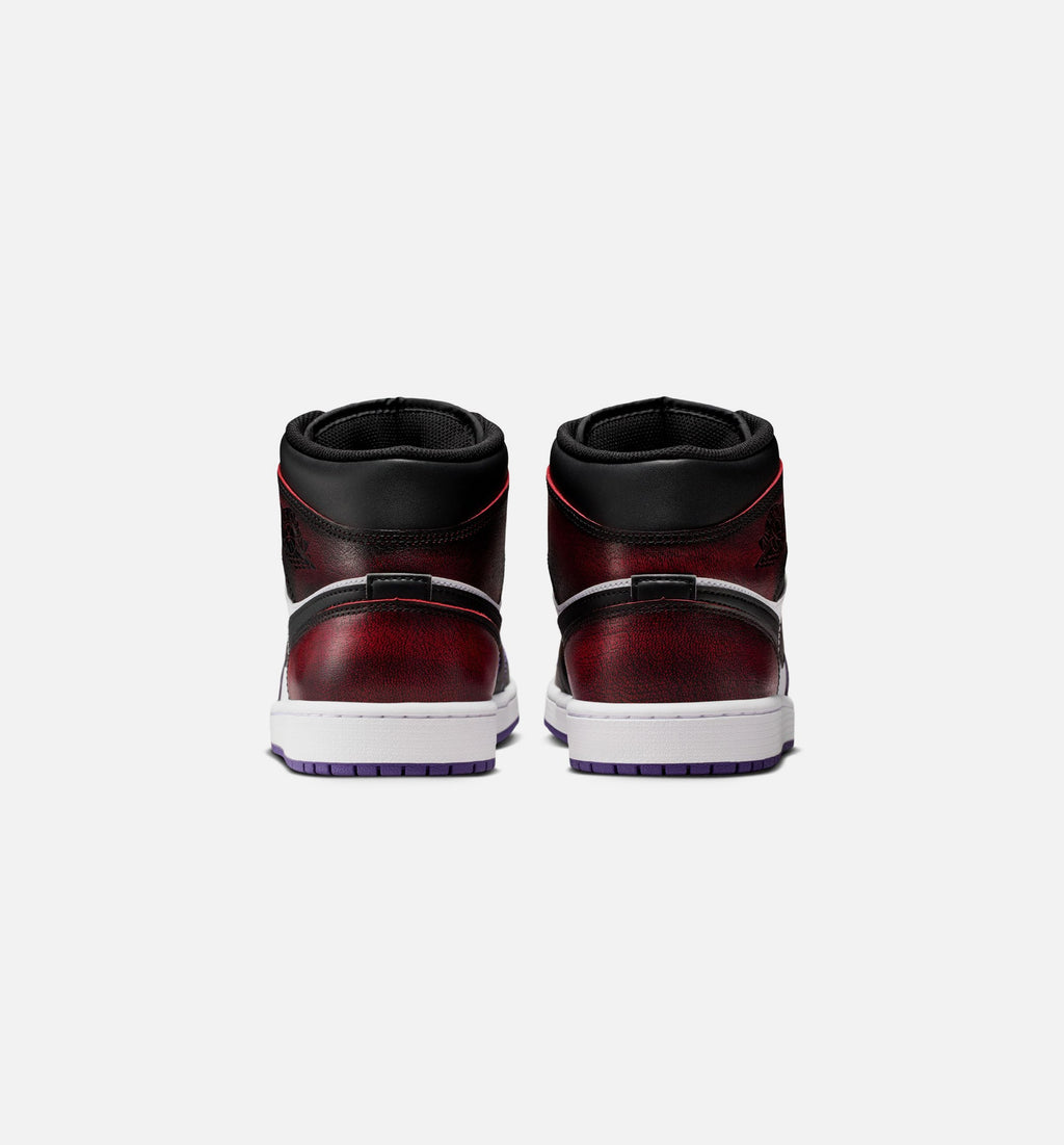 Air Jordan 1 Mid SE 男款休闲鞋 - 纯红/白/球场紫/黑