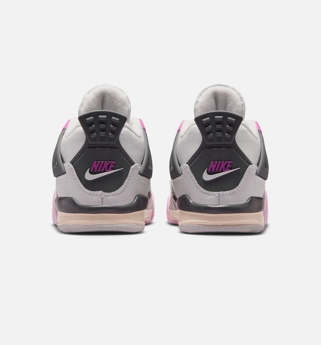 Air Jordan 4 Retro 漫画婴幼儿款休闲鞋 - 迎面白/火焦粉/炙烂灰