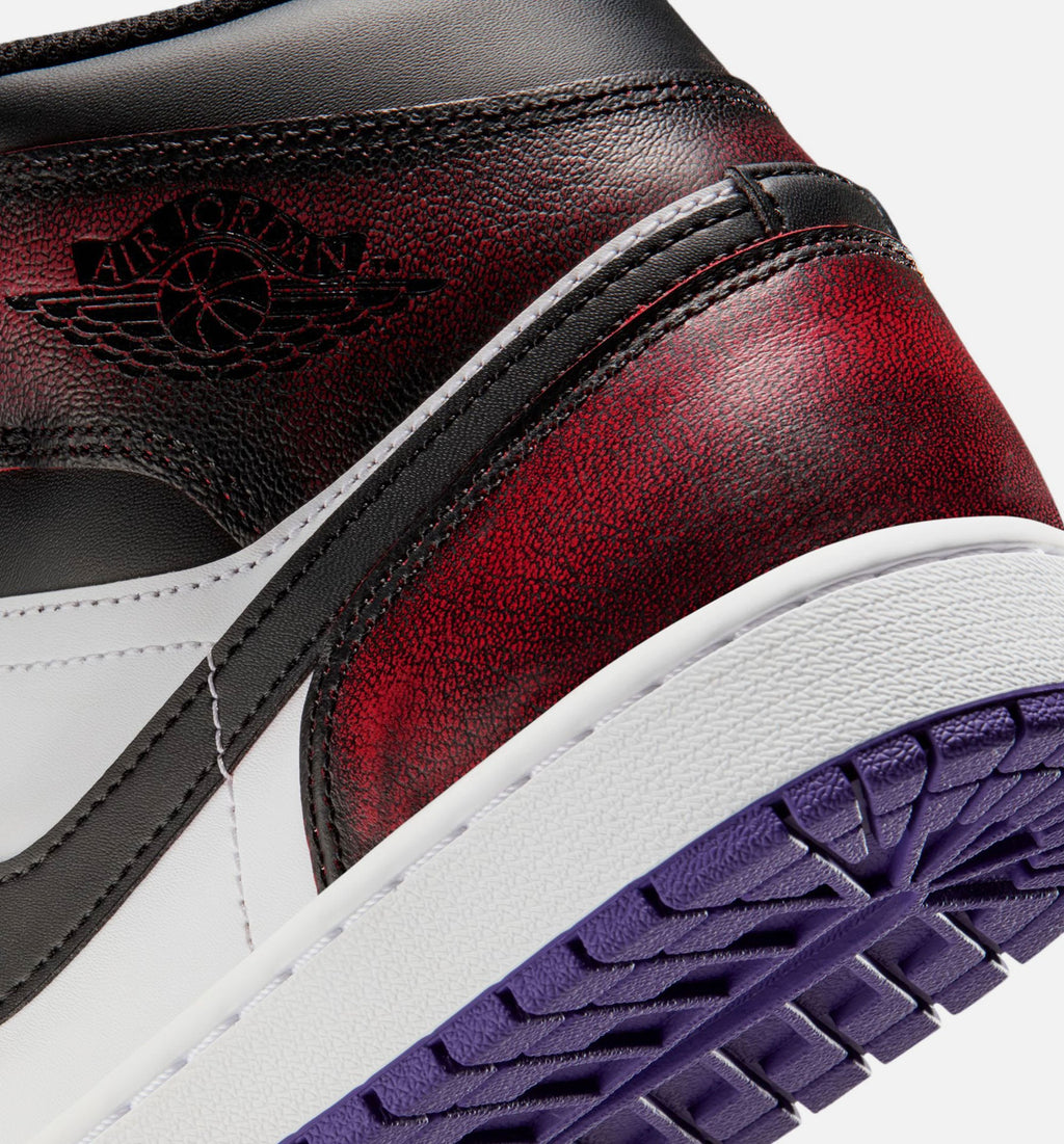 Air Jordan 1 Mid SE 男款休闲鞋 - 纯红/白/球场紫/黑