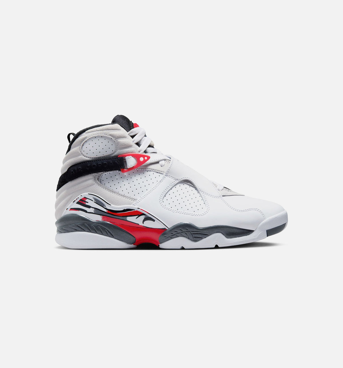 Air Jordan 8 Retro 白色与纯红男款休闲鞋 - 白/黑/纯红