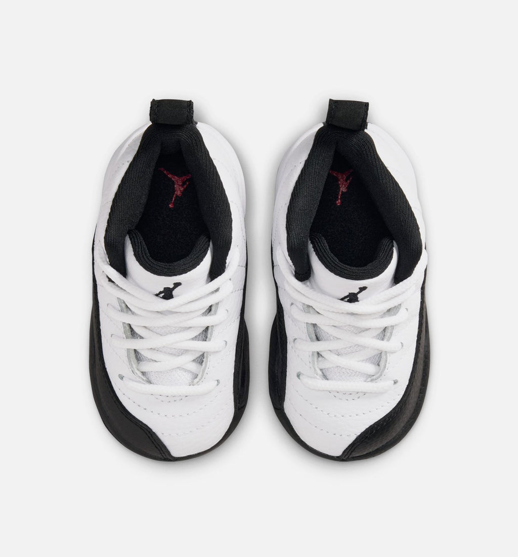 Air Jordan 12 Retro 出租车黄婴幼儿款休闲鞋 - 白/黑/出租车黄