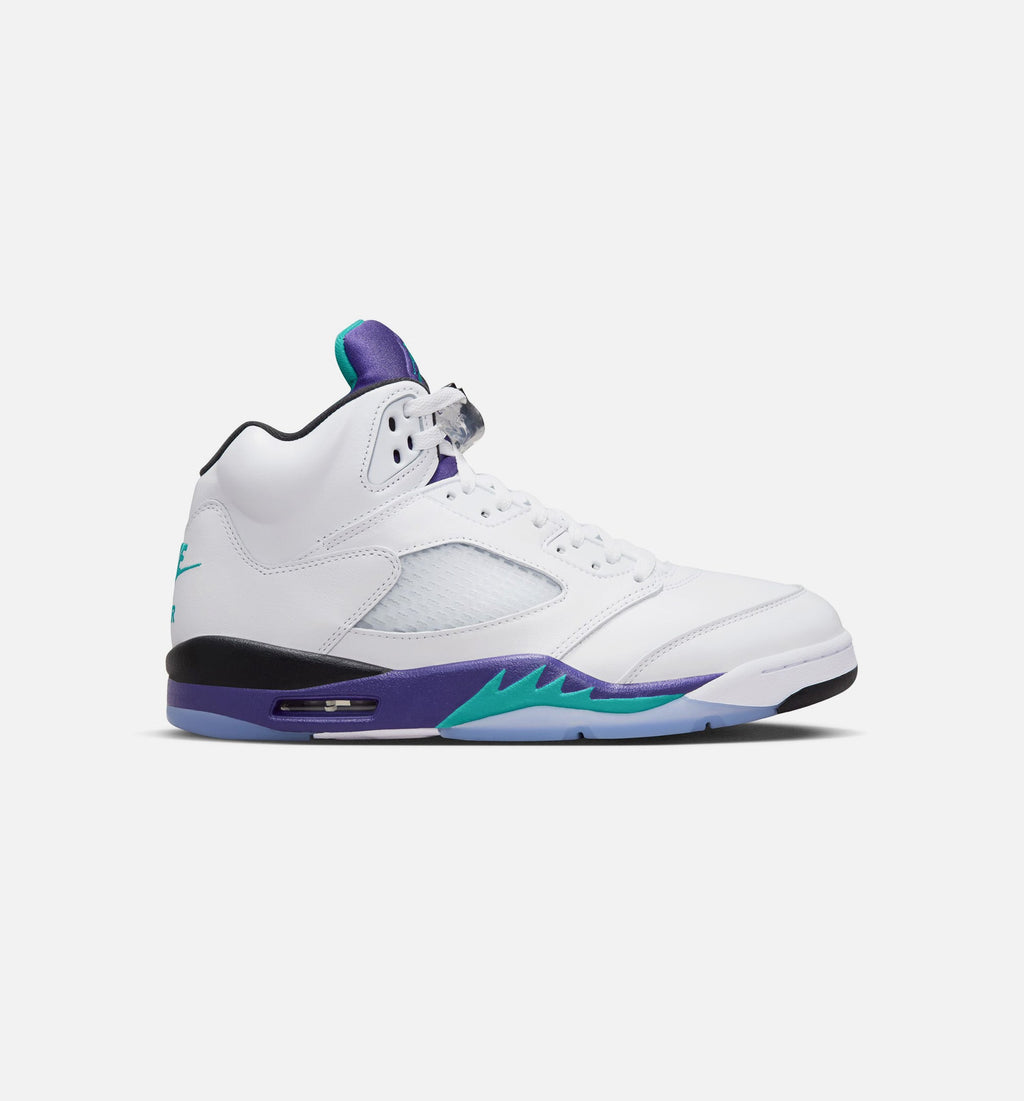 Air Jordan 5 Retro 葡萄男款休闲鞋 - 白/新翳翠/葡萄冰/黑