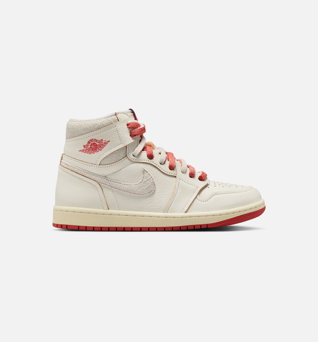 Air Jordan 1 High OG Rare Air 肉桂红女款休闲鞋 - 帆布白/肉桂红/淡骨白