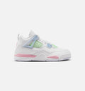Air Jordan 4 Retro 中柔粉学前款休闲鞋 - 白/中柔粉/半蓝