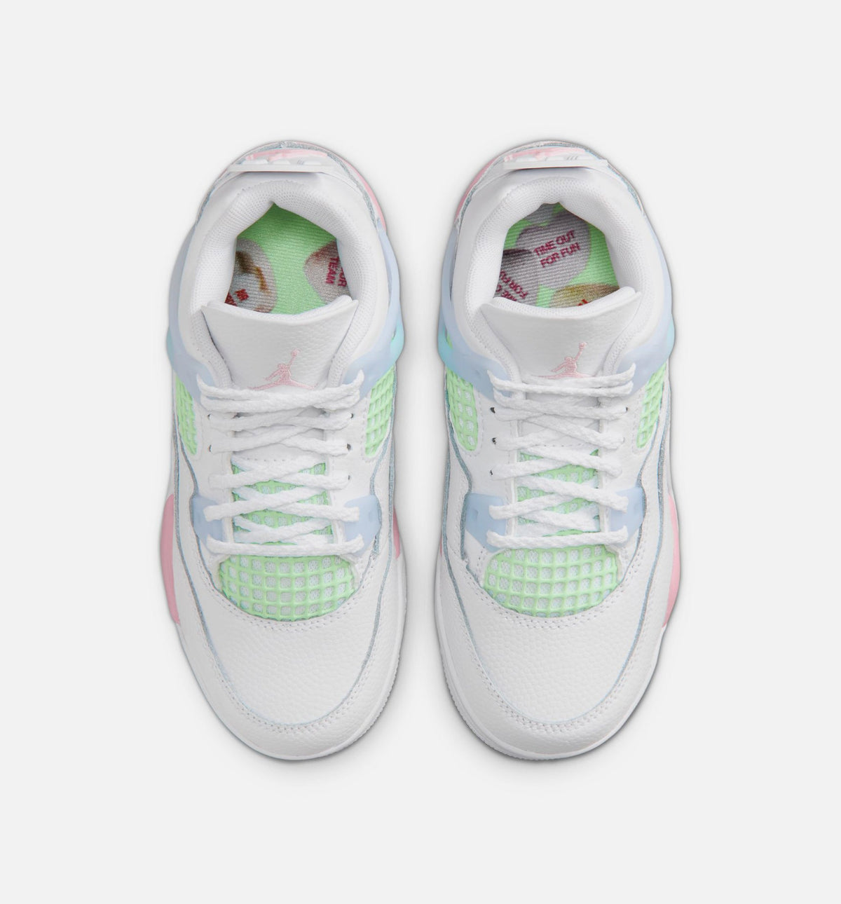Air Jordan 4 Retro 中柔粉学前款休闲鞋 - 白/中柔粉/半蓝