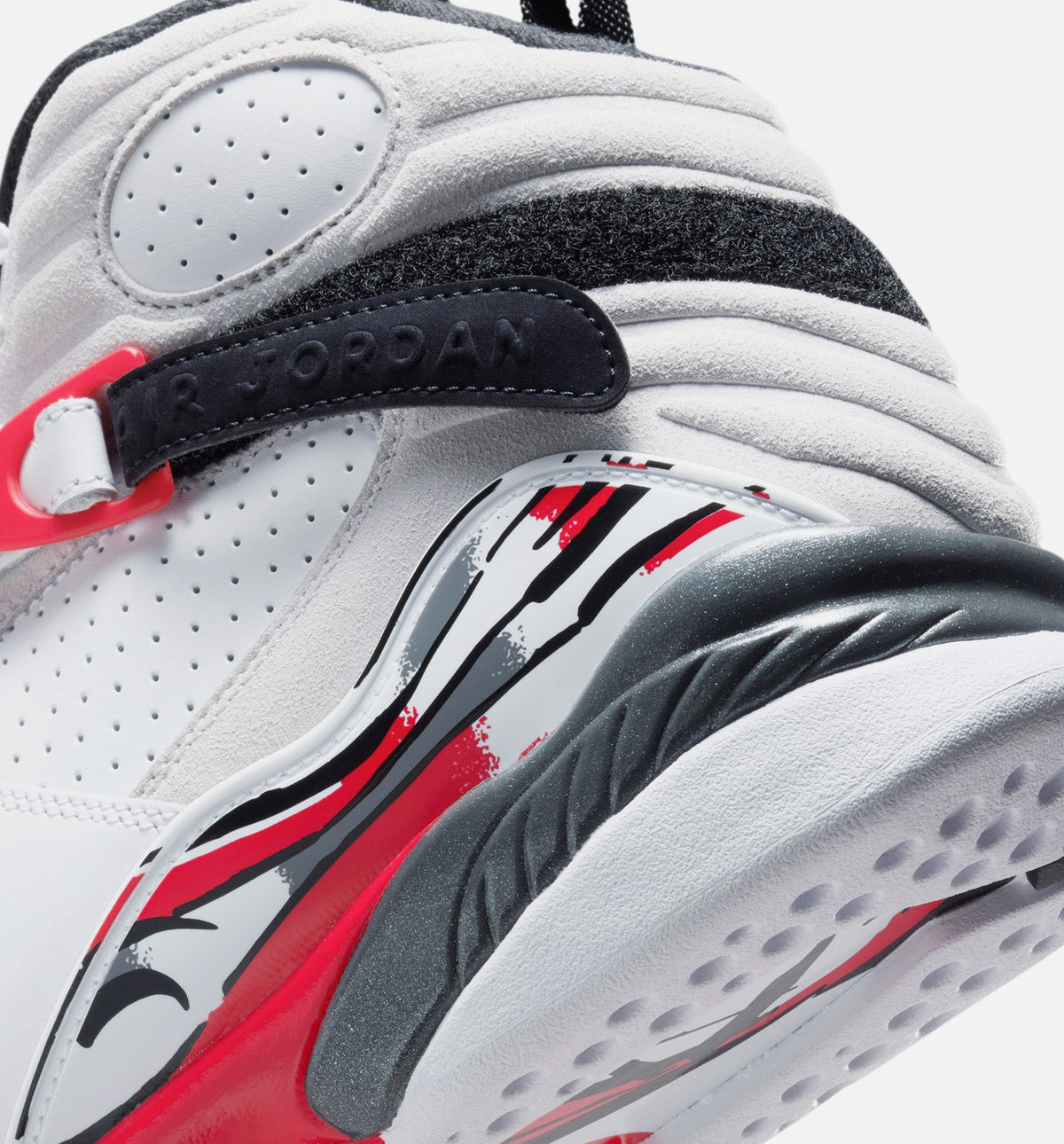 Air Jordan 8 Retro 白色与纯红男款休闲鞋 - 白/黑/纯红