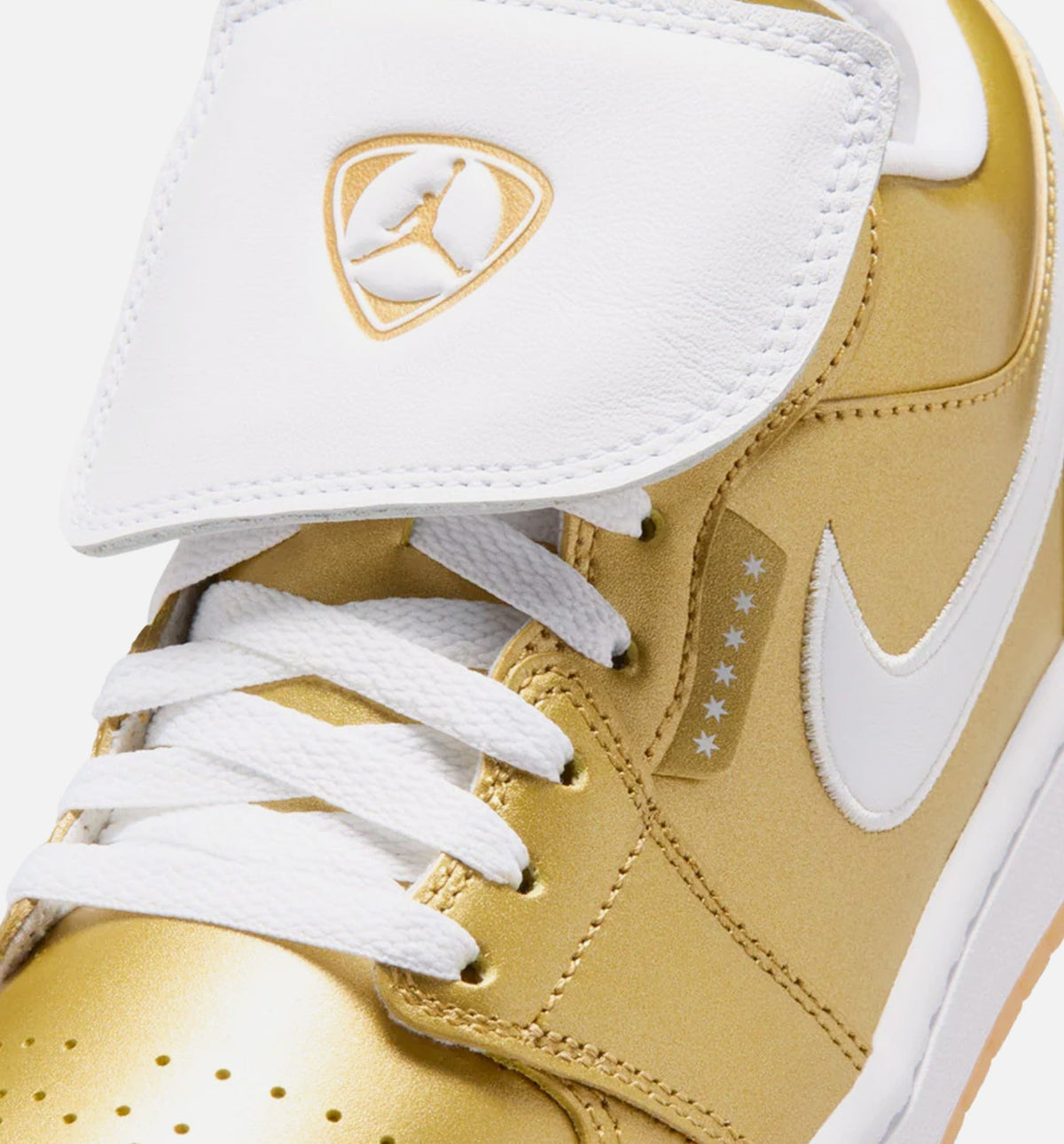 Air Jordan 1 Low 金色女款休闲鞋 - 金/白/橙色生胶底