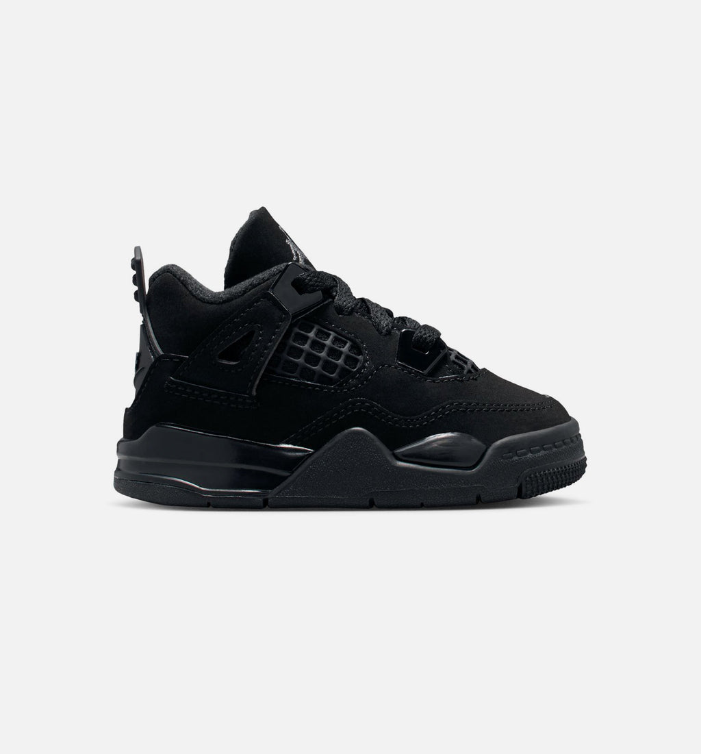 Air Jordan 4 Retro 黑猫婴幼儿款休闲鞋 - 黑/黑/淡石墨