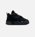 Air Jordan 4 Retro 黑猫婴幼儿款休闲鞋 - 黑/黑/淡石墨