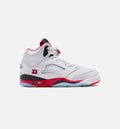 Air Jordan 5 Retro 火红大童款休闲鞋 - 白/火红/黑