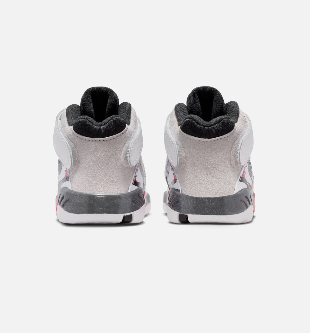 Air Jordan 8 Retro 白色与纯红婴幼儿款休闲鞋 - 白/黑/纯红