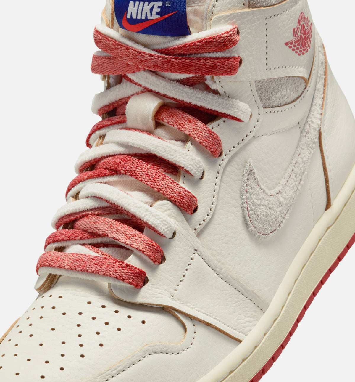 Air Jordan 1 High OG Rare Air 肉桂红女款休闲鞋 - 帆布白/肉桂红/淡骨白