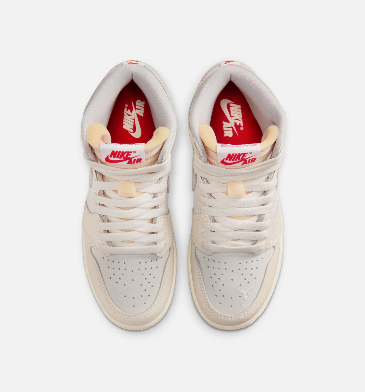 Air Jordan 1 Retro High OG 帆白大童款休闲鞋 - 帆白/大学红/淡象牙/椰子奶白/幻影