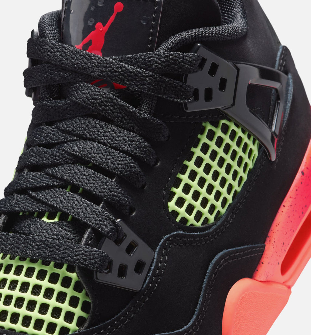 Air Jordan 4 Retro 黑色红外线23大童款休闲鞋 - 黑/红外线23/亮芒果