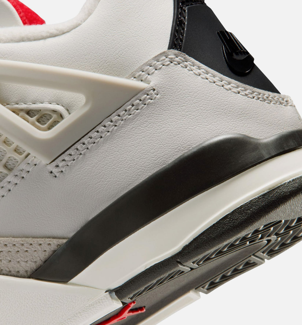 Air Jordan 4 Retro 飞行信件学前款休闲鞋 - 帆白/黑/大学红