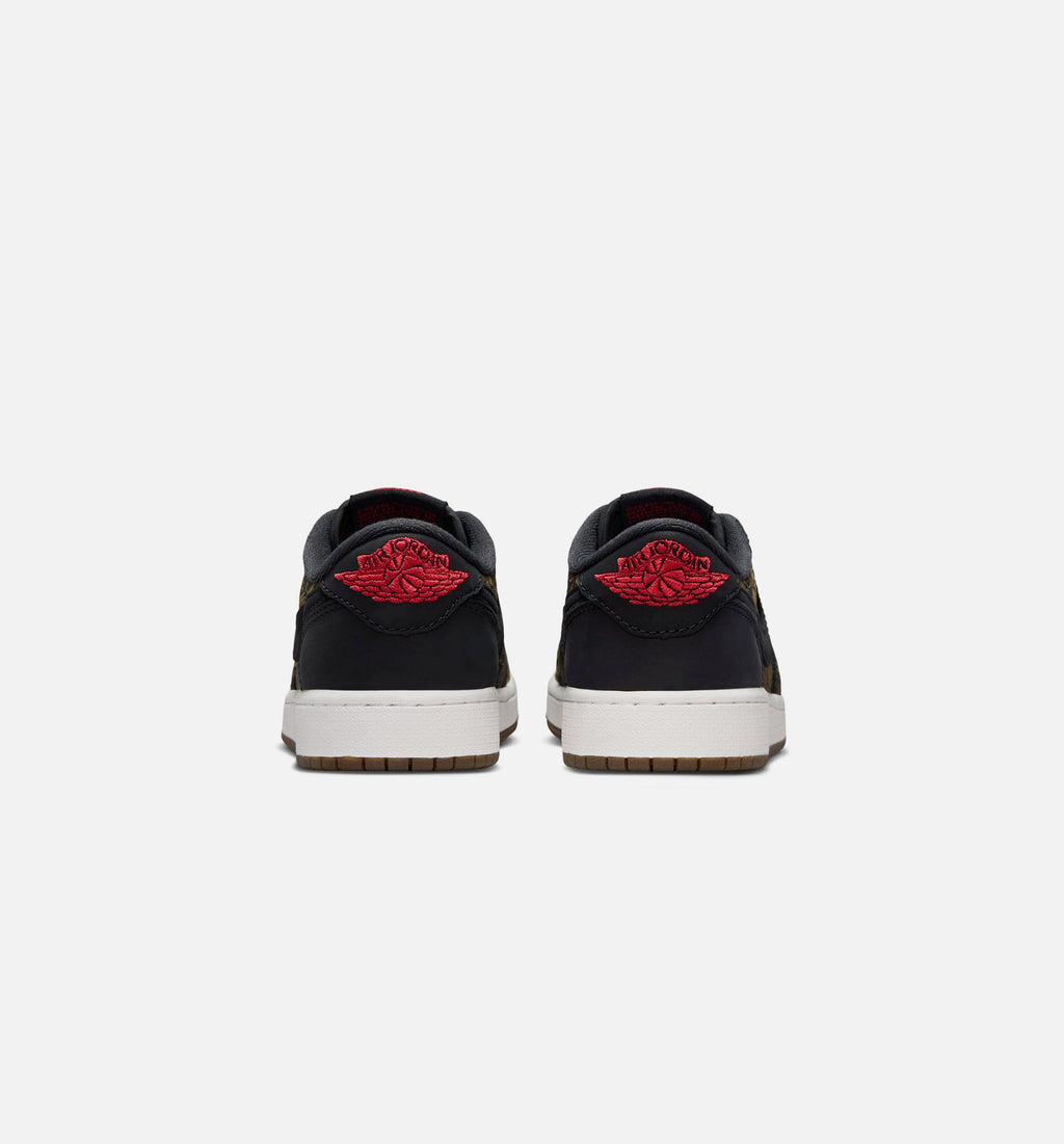 Air Jordan 1 Retro Low OG 激光黑红大童款休闲鞋 - 黑/大学红/峰白