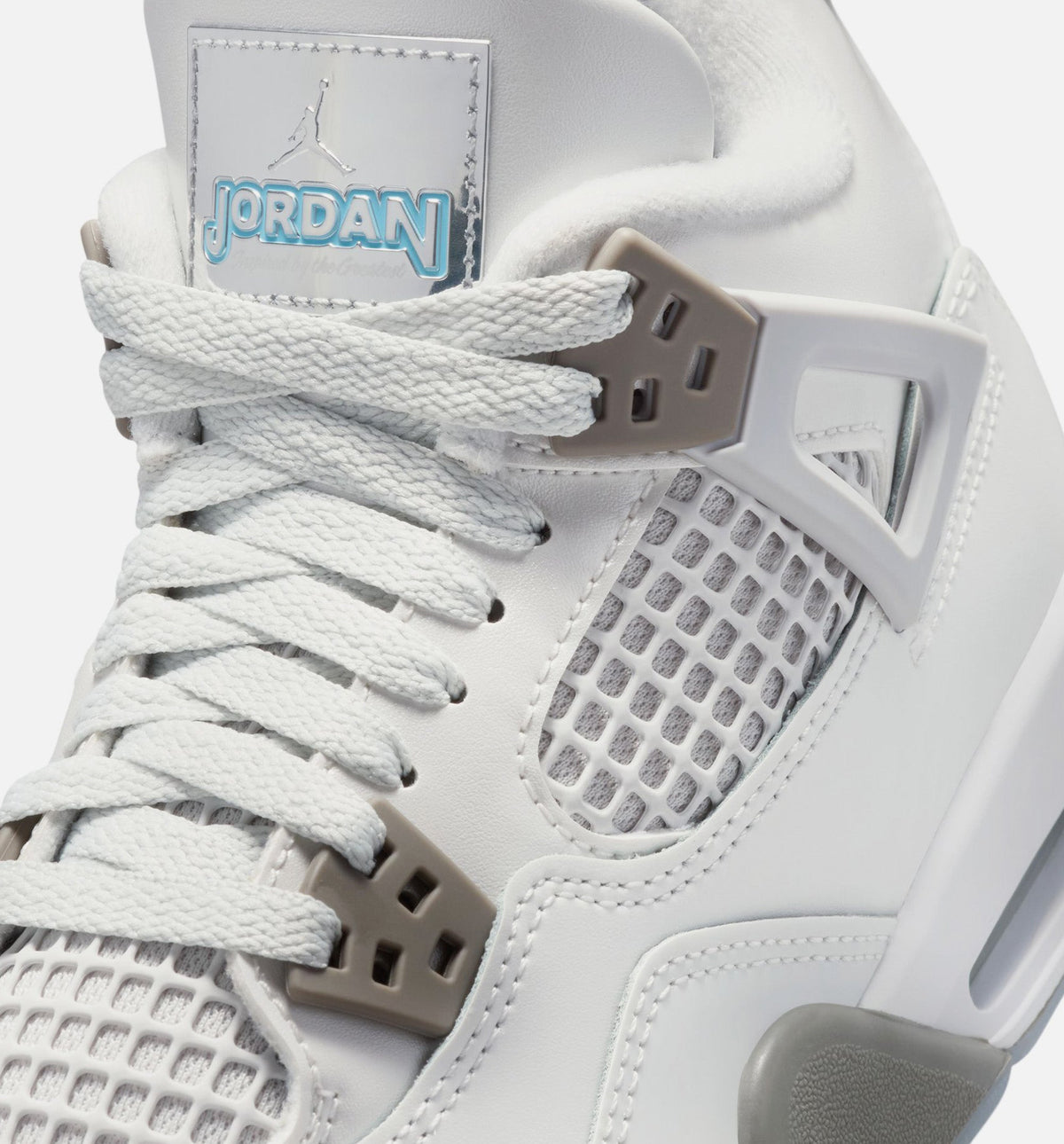 Air Jordan 4 Retro 冰蓝大童款休闲鞋 - 光子灰/冰蓝/平坦钞/白/蓝色山谷