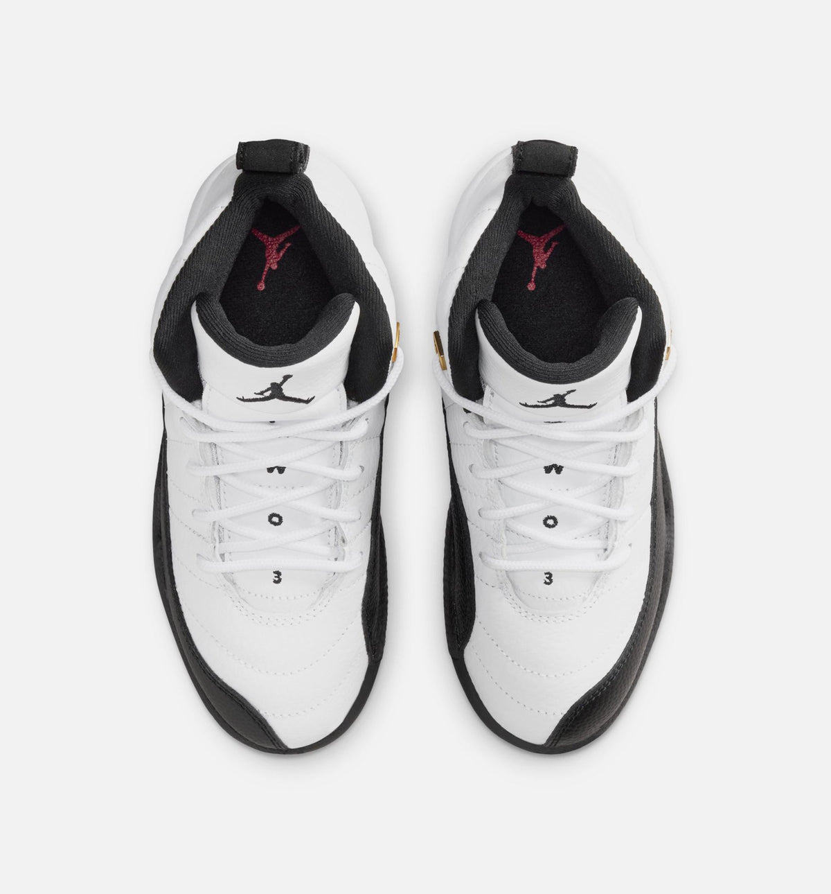 Air Jordan 12 Retro 出租车黄学龄前款休闲鞋 - 白/黑/出租车黄