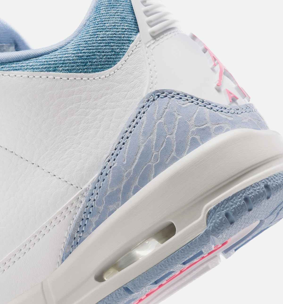 Air Jordan 3 Retro 钓蓝幻味大童款休闲鞋 - 白/钓蓝/足球灰/粉色发光