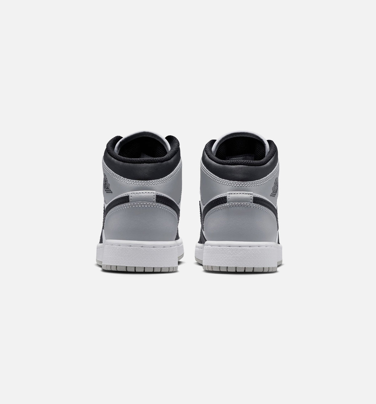 Air Jordan 1 Mid 大童款休闲鞋 - 白/淡烟灰/黑
