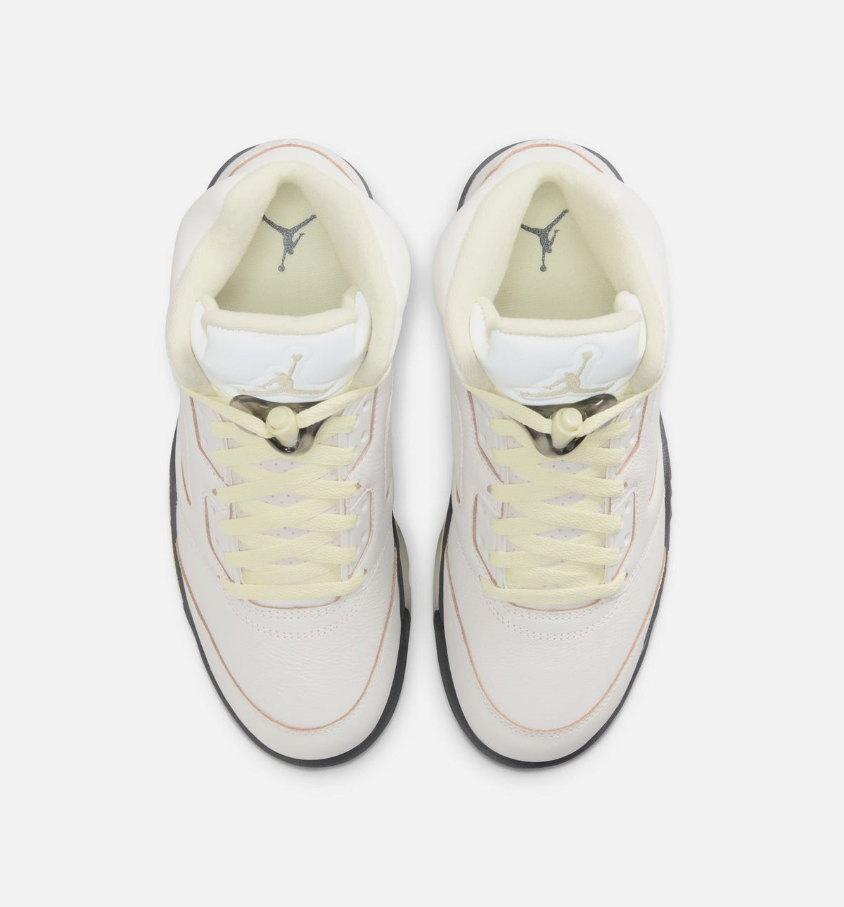 Air Jordan 5 Retro 帆布白与荧光绿女款休闲鞋 - 帆布白/荧光绿/铁灰