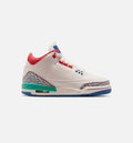 Air Jordan 3 Retro 自由玩耀大童款休闲鞋 - 粉笔/跑道红/真蓝/动能绿
