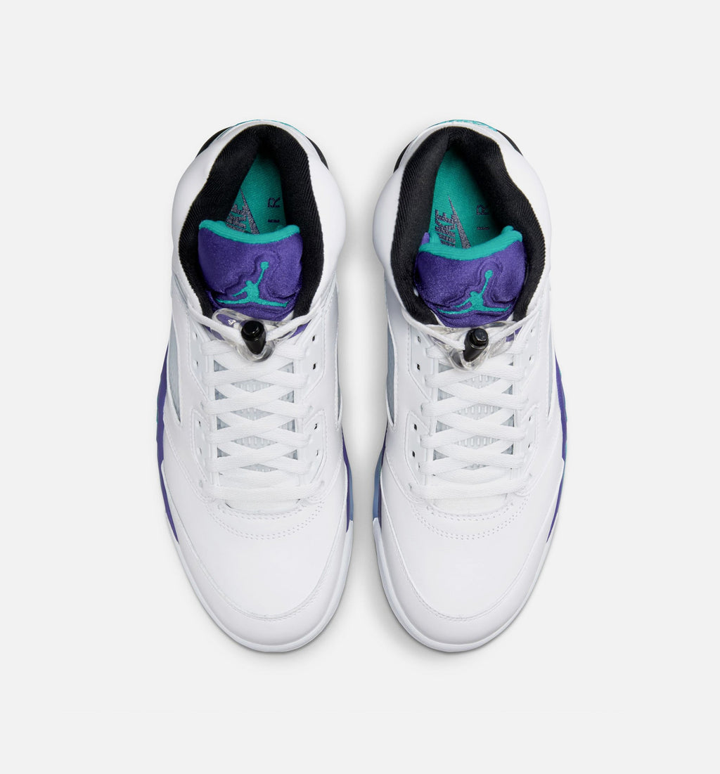 Air Jordan 5 Retro 葡萄男款休闲鞋 - 白/新翳翠/葡萄冰/黑