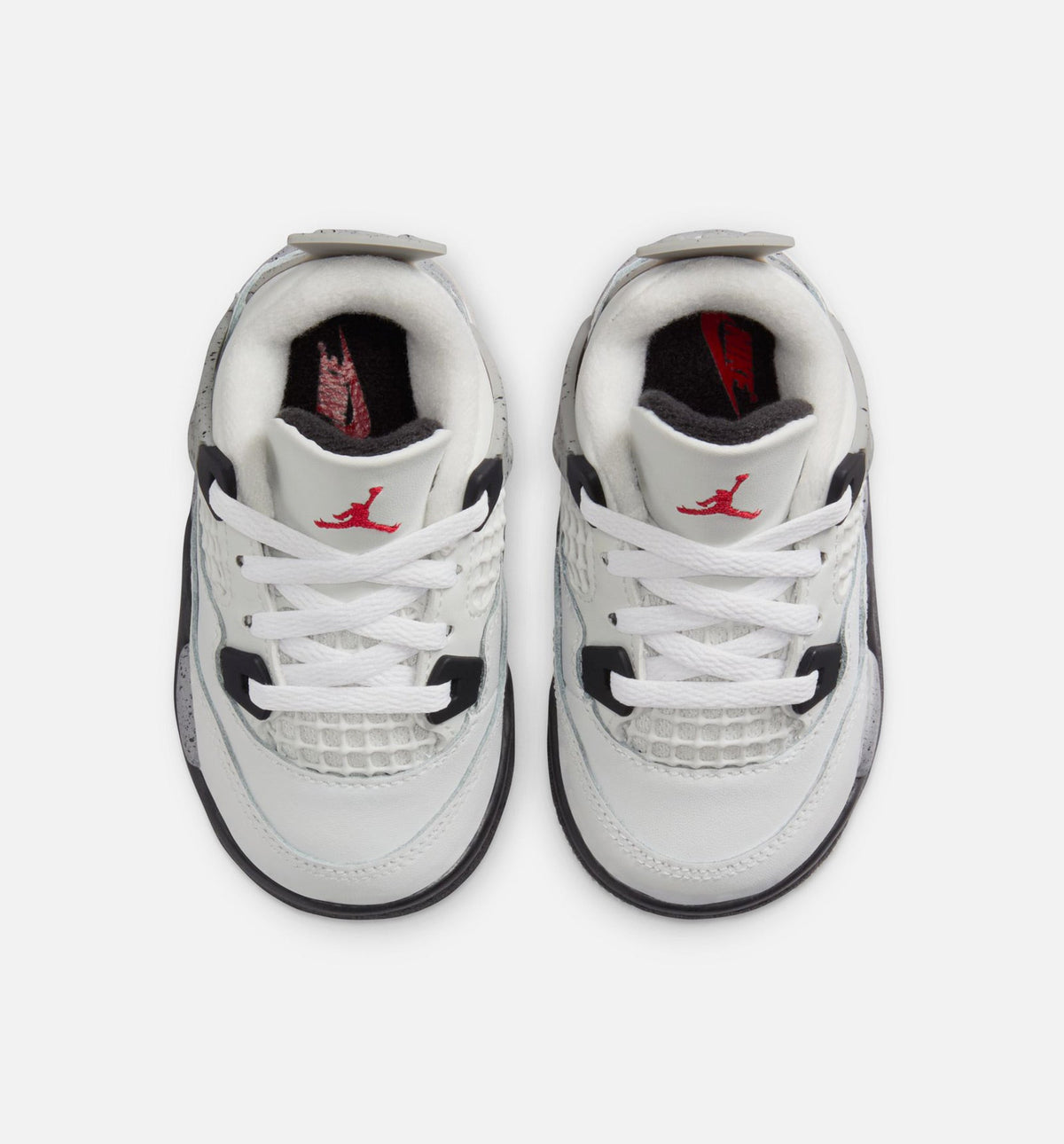 Air Jordan 4 Retro 白水泥婴幼儿款休闲鞋 - 峰川白/火红/水泥灰/黑