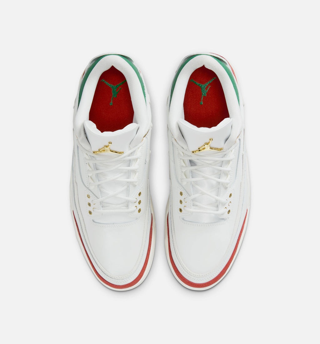 Air Jordan 3 Retro El Vuelo 男款休闲鞋 - 峰白/松绿/龙红/金属金