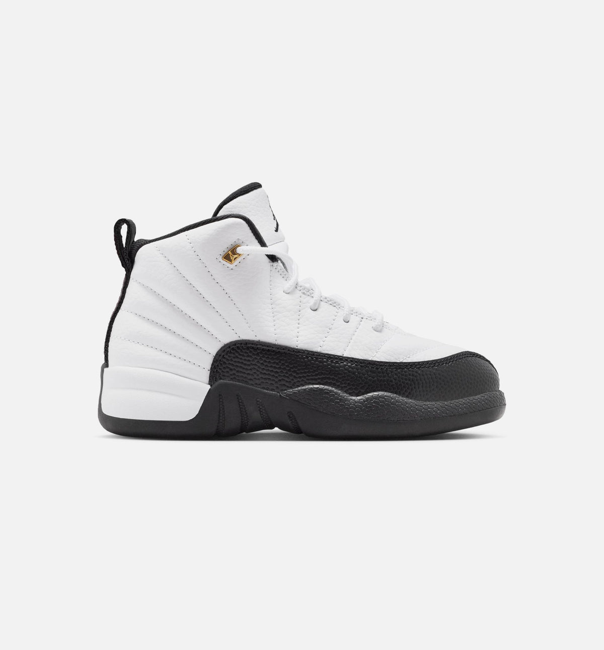 Air Jordan 12 Retro 出租车黄学龄前款休闲鞋 - 白/黑/出租车黄