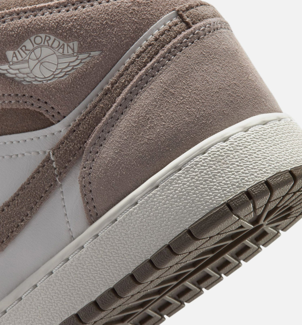 Air Jordan 1 Mid 大童款休闲鞋 - 谜石/橄榄灰/峰白