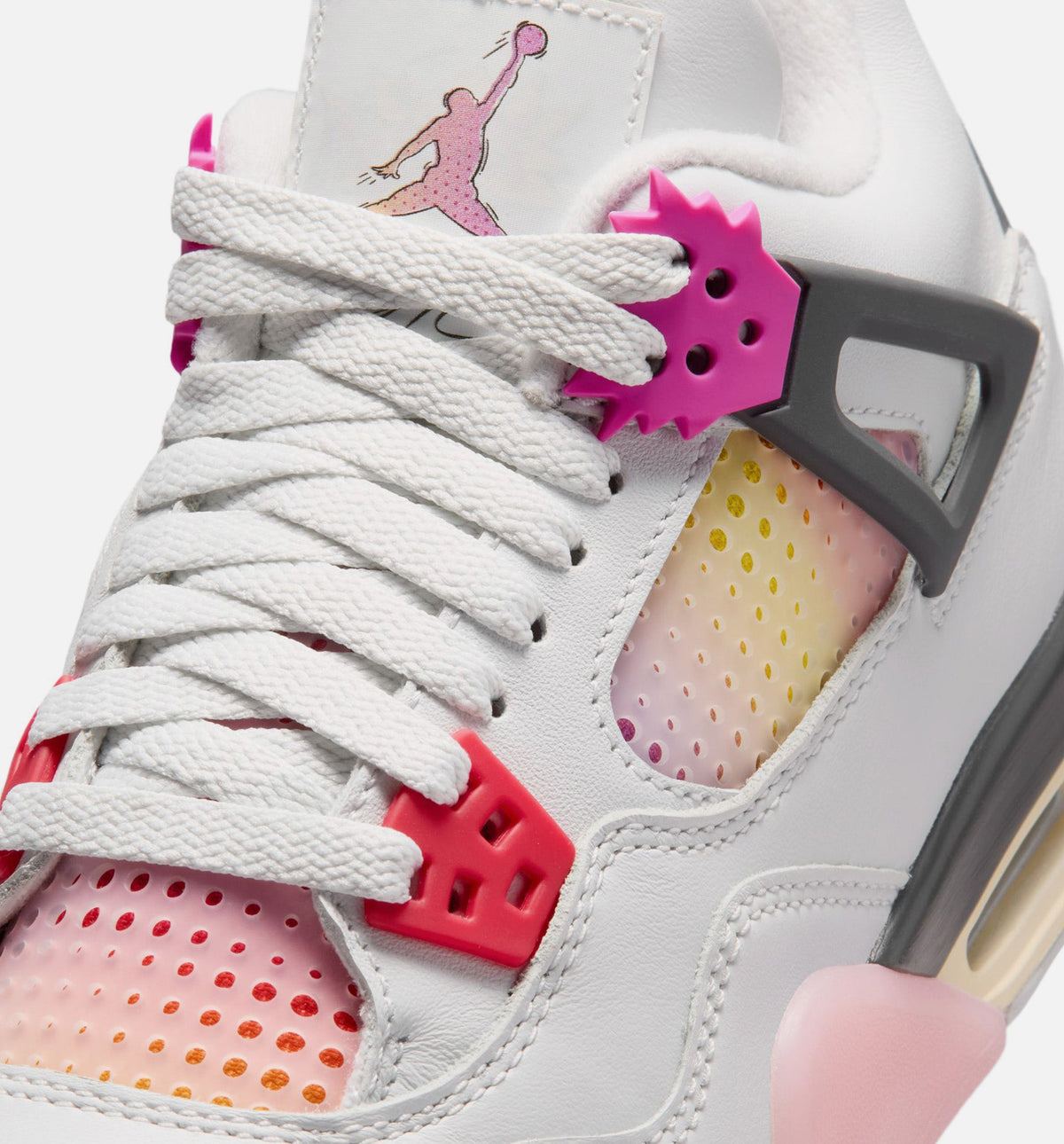 Air Jordan 4 Retro 漫画大童款休闲鞋 - 迎面白/火焦粉/炙烂灰