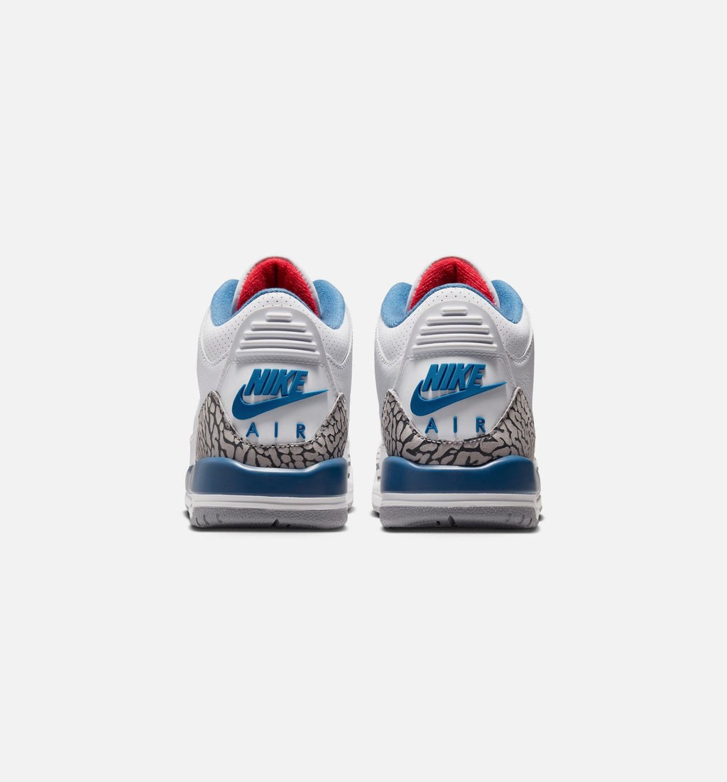 Air Jordan 3 Retro OG 真蓝大童款休闲鞋 - 白/火红/真蓝