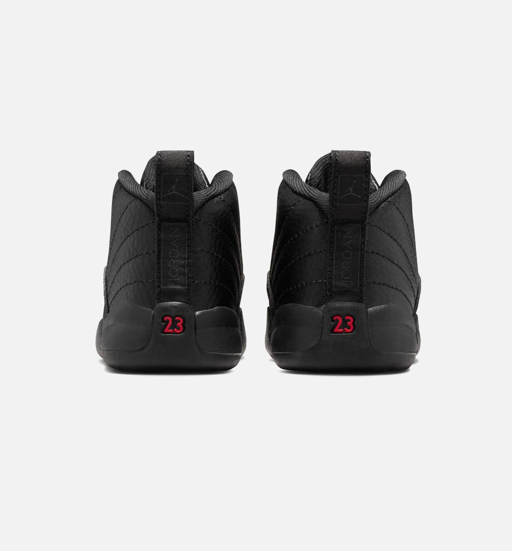 Air Jordan 12 Retro Bloodline 婴幼儿款休闲鞋 - 黑/学院红